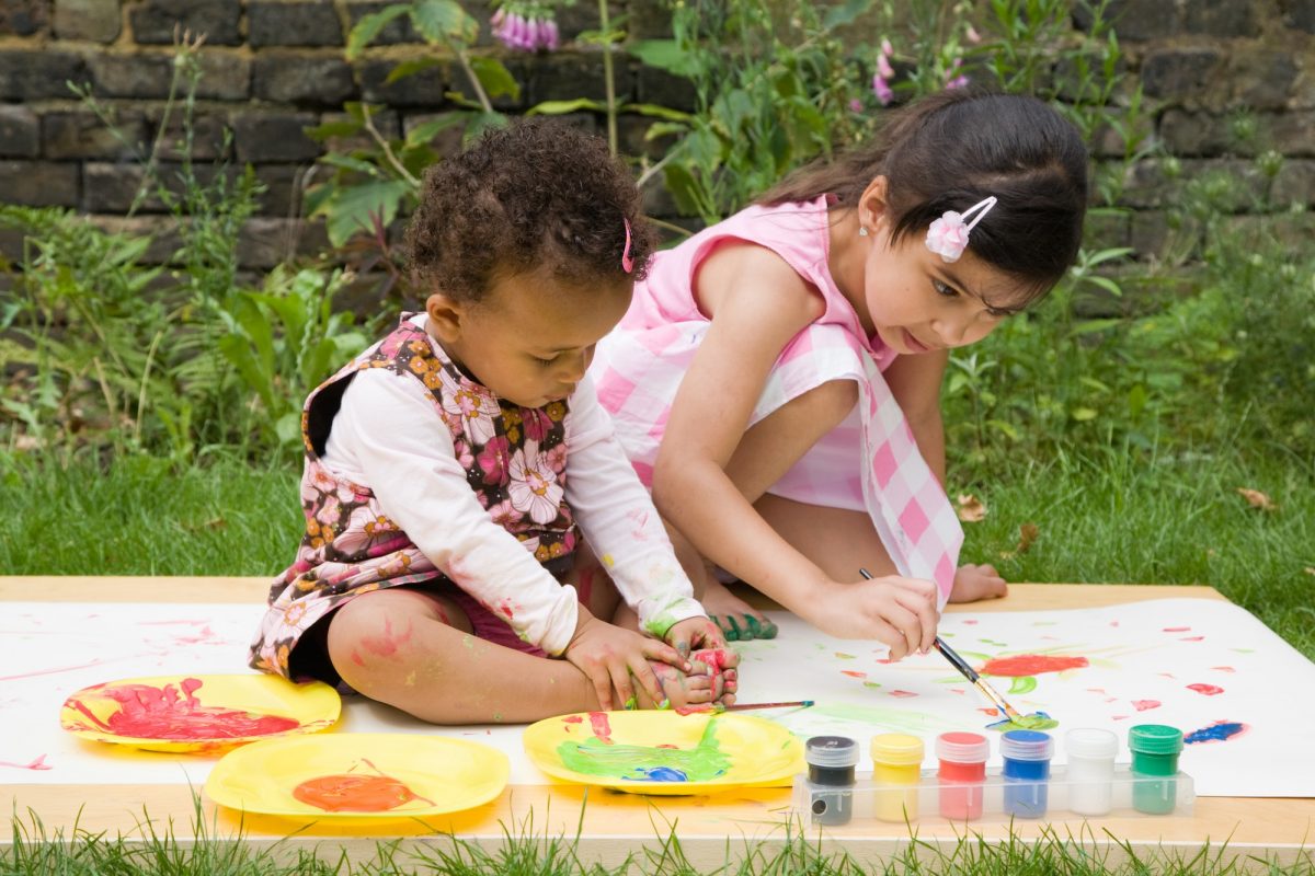 Children Painting in the garden